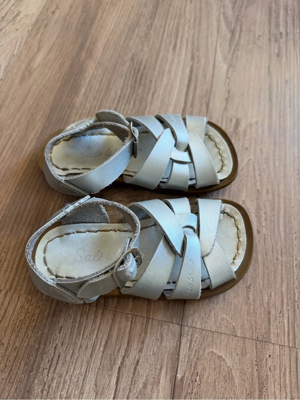 Salt Water classic Silver Leather Sandals, toddlers